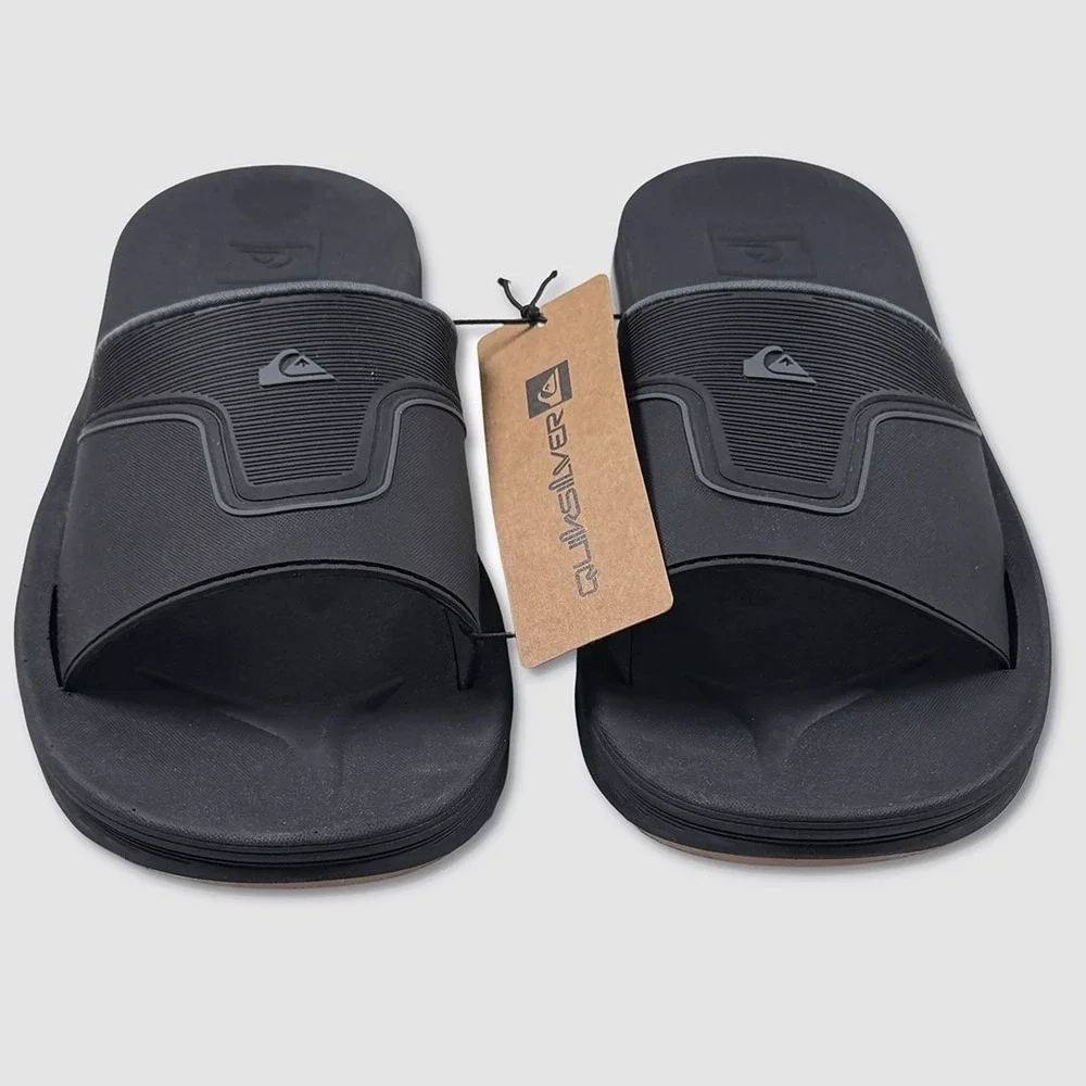 Quiksilver Mathodic Slide II Sandals - NWT Mens 12 Black /‎ Grey - #49486-J8